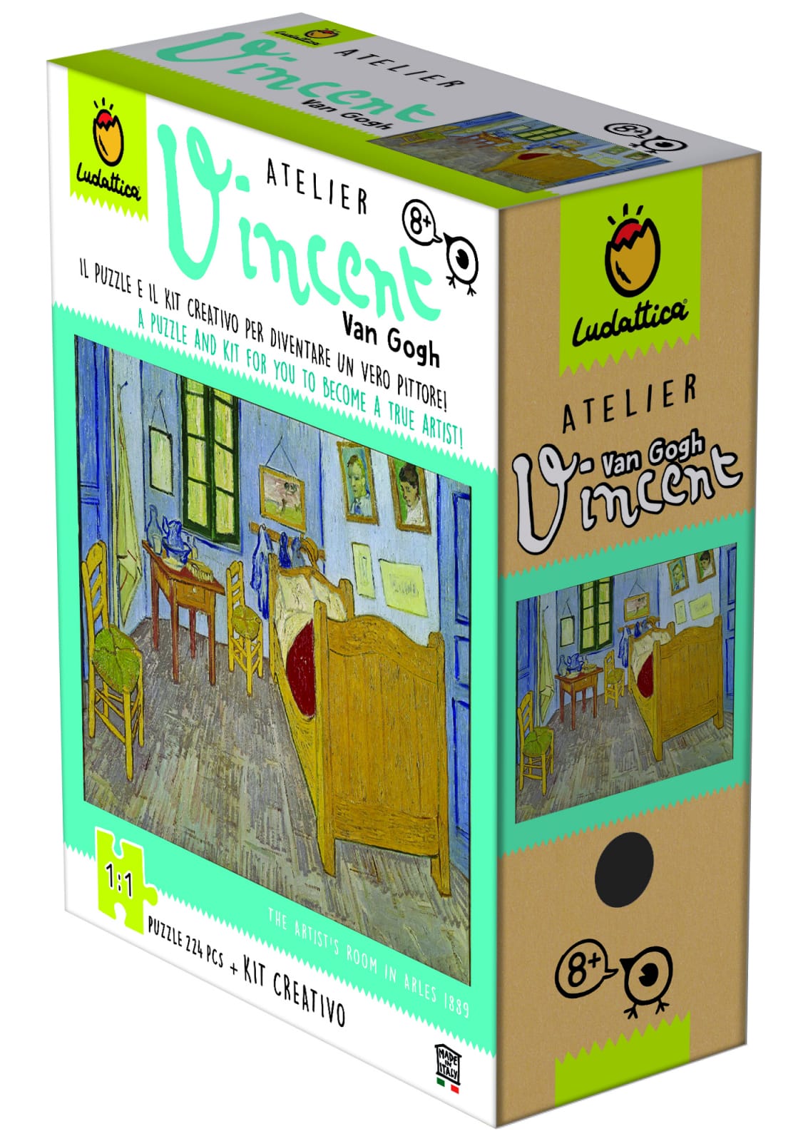 Cadouri copii - Kit Creativ si puzzle 224 piese Atelier Van Gogh, Ludattica, 8-9 ani +
