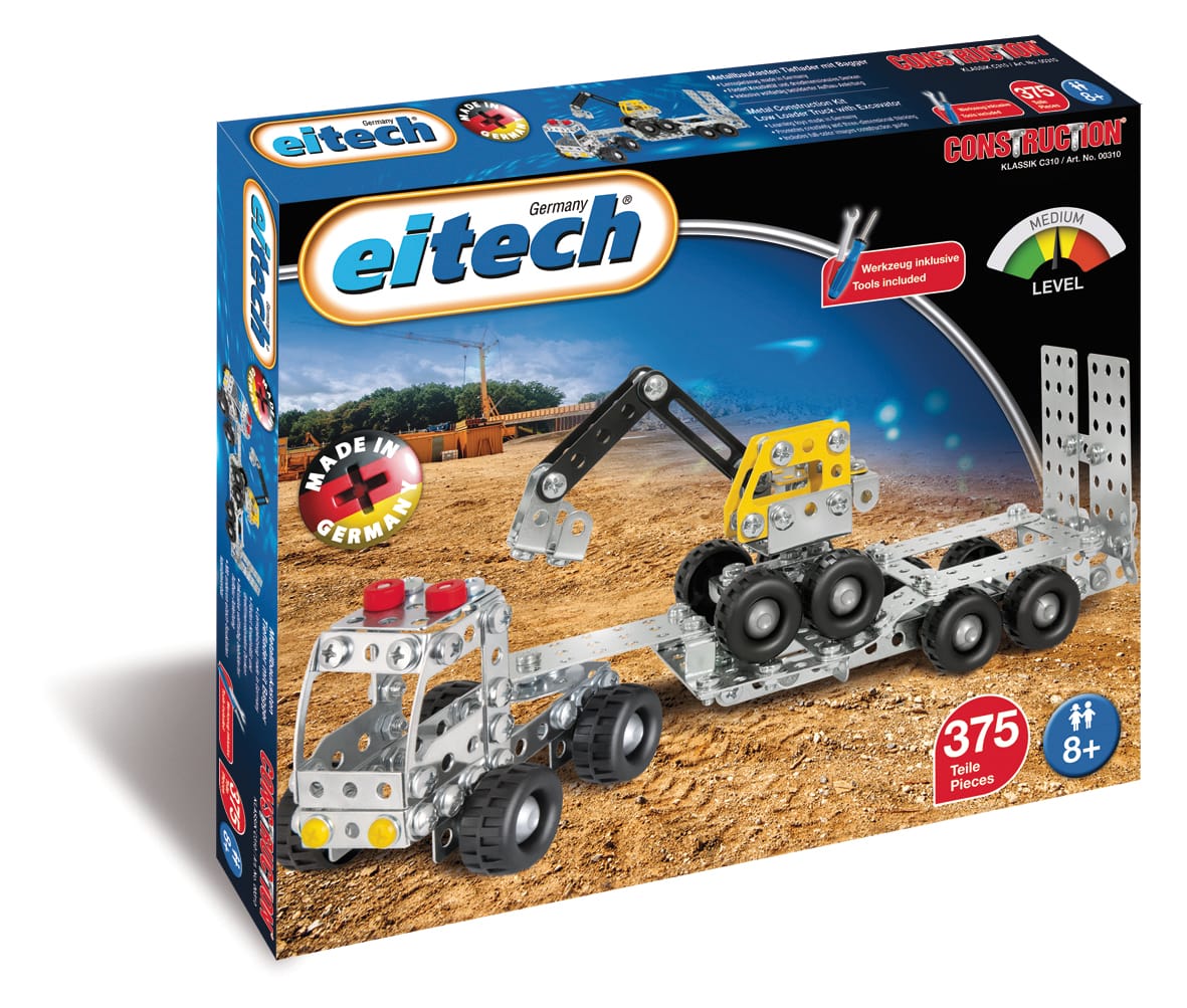 Seturi de construit - Camion cu remorca si excavator, Eitech, 8-9 ani +