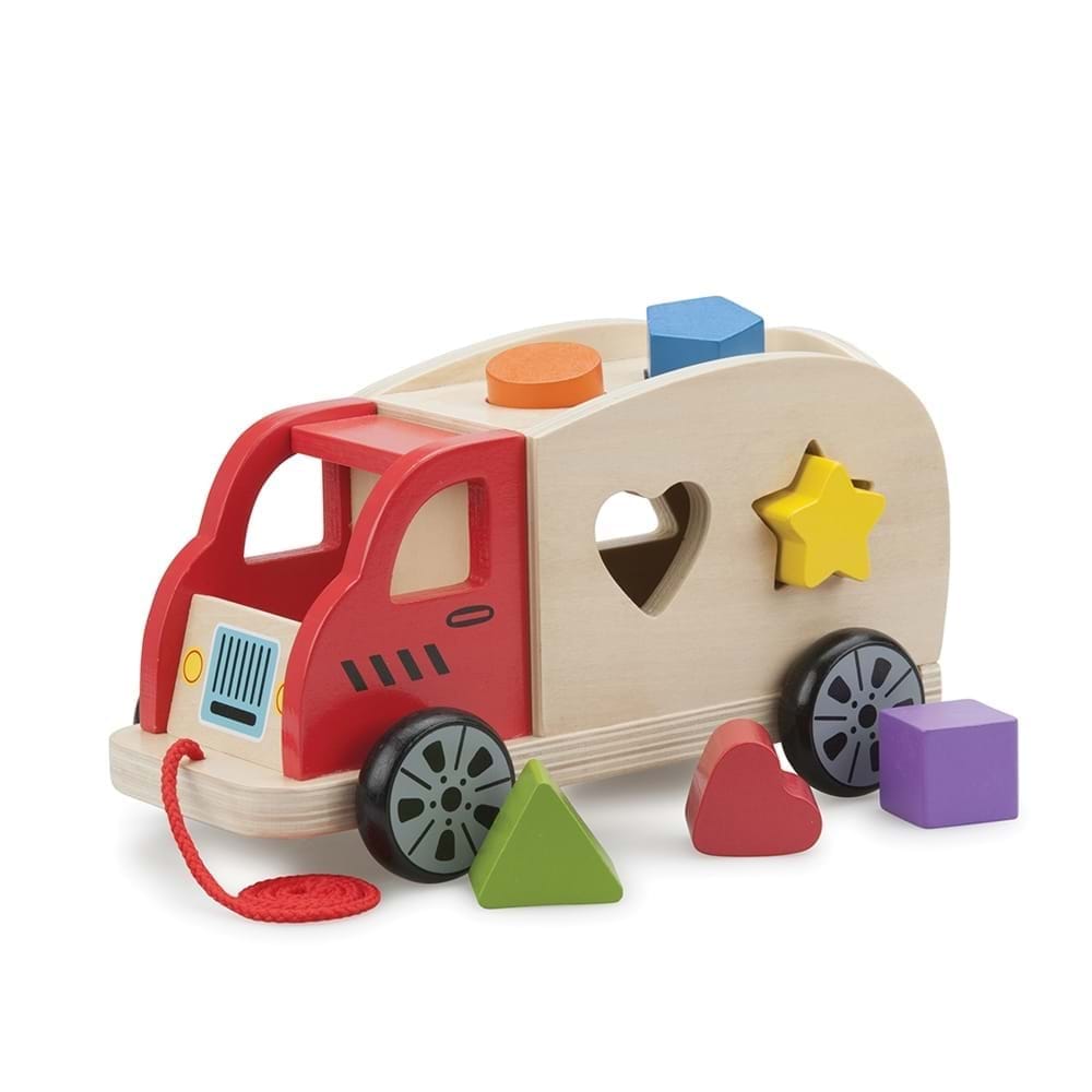 Jucarii din lemn - Camion Shape Sorter cu 6 forme, New Classic Toys, 2-3 ani +