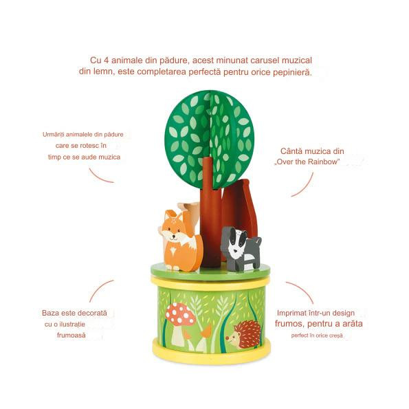 Carusel muzical cu animale de padure, Orange Tree Toys, 0 luni+ [4]