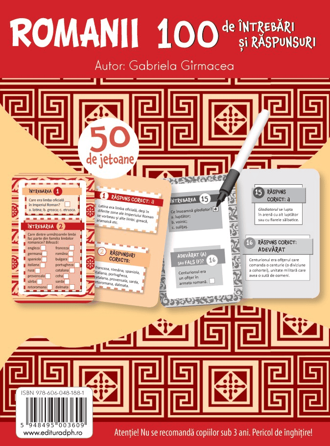 Joc educativ Civilizatii: Romanii, 100 de intrebari si raspunsuri, DPH, 10-11 ani + [2]
