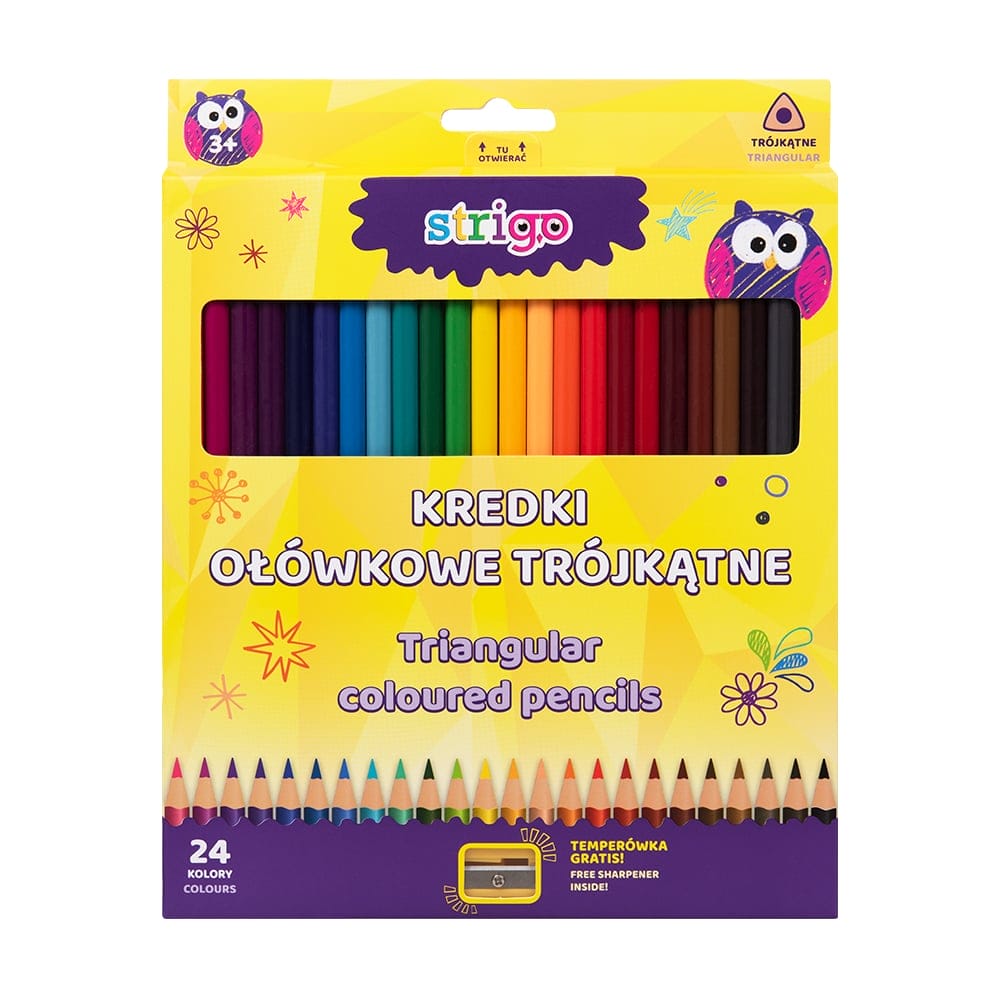 Vârsta - Creioane colorate Strigo, 24 culori, cu ascutitoare