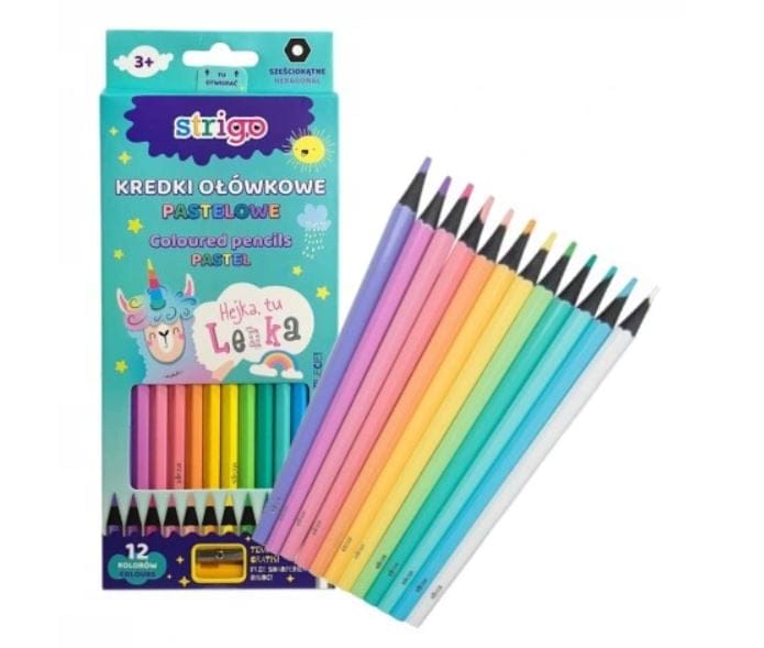 Creioane colorate Strigo pastel 12 culori, cu ascutitoare [1]