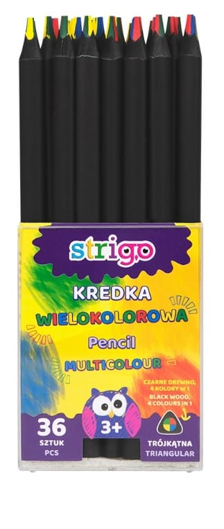 Creion colorat multicolor, Strigo, lemn negru, 1 bucata [2]