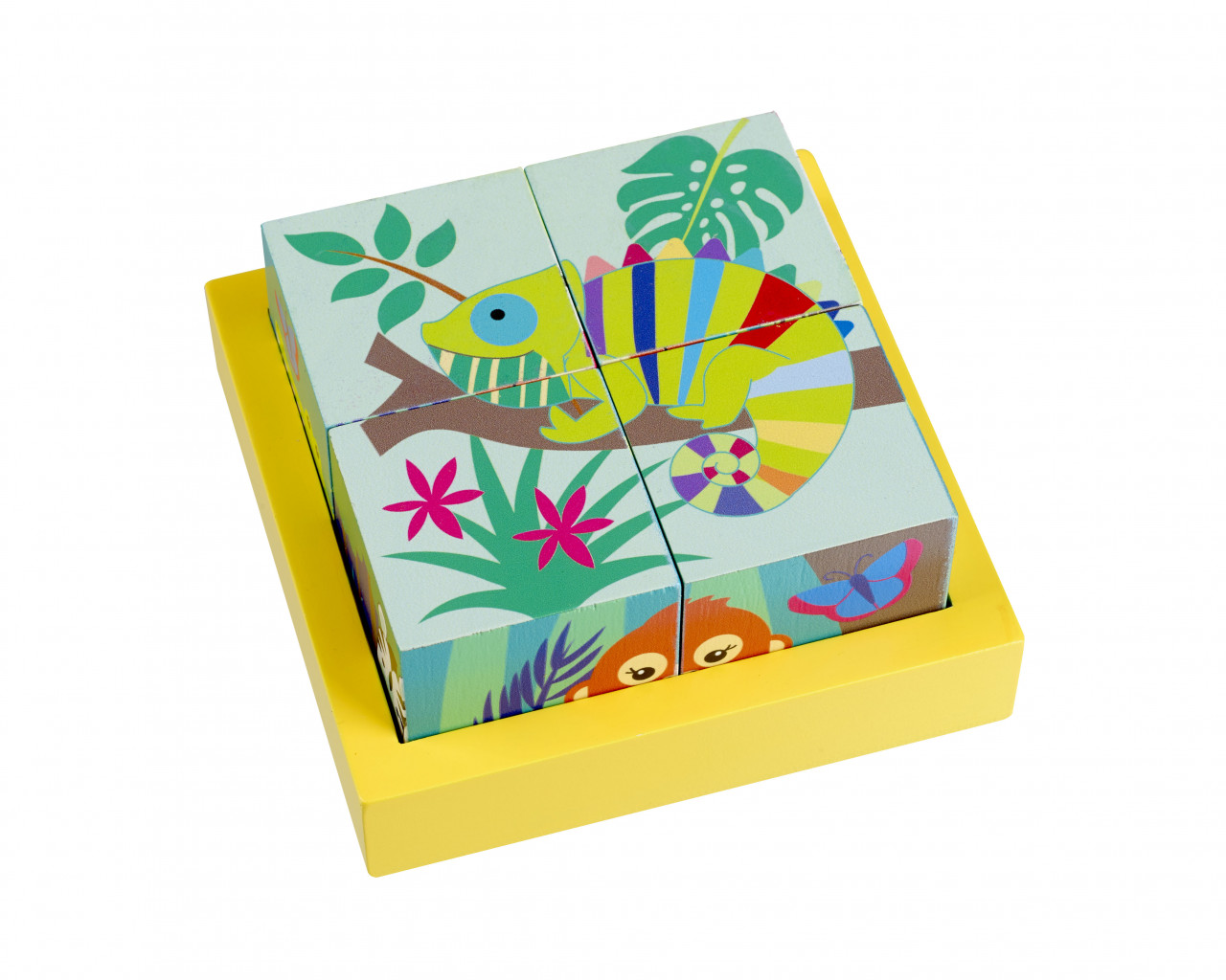 Cuburi cu animale din jungla, Orange Tree Toys, 1 - 3 ani [3]