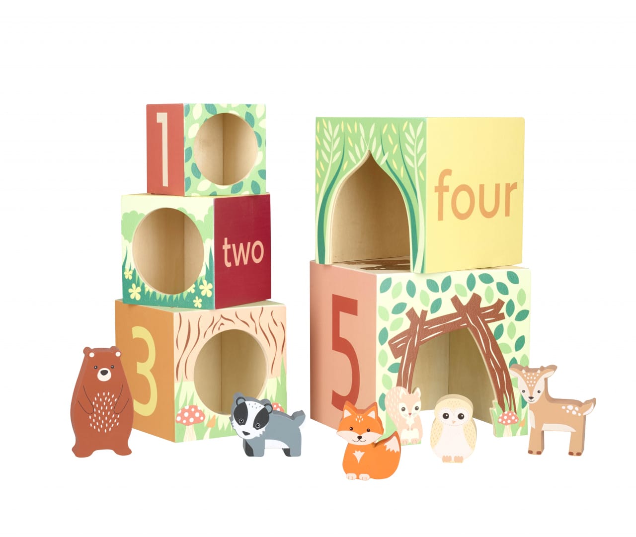 Cuburi din lemn - Cuburi de stivuit, Orange Tree Toys