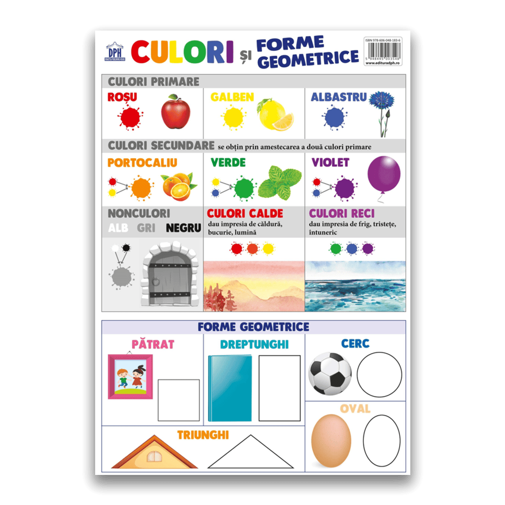 Carti educative - Plansa - Culori si forme geometrice, DPH, 4-5 ani +