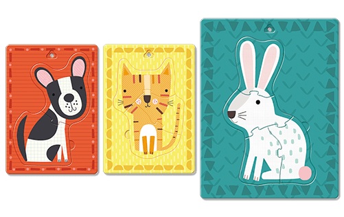 DUDÙ PUZZLE ÎN RAMĂ 2-3-4 piese – ANIMALE DE COMPANIE [2]
