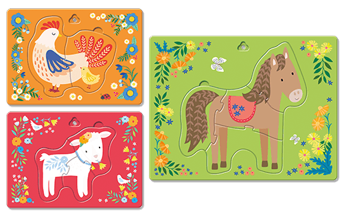 DUDÙ PUZZLE ÎN RAMĂ 2-3-4 piese - ANIMALELE DE LA FERMĂ [2]