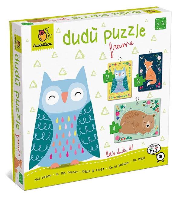 DUDÙ PUZZLE ÎN RAMĂ 2-3-4 piese – ANIMALE DIN PĂDURE [1]