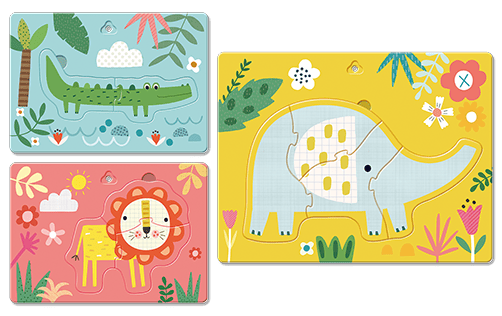 DUDÙ PUZZLE ÎN RAMĂ 2-3-4 piese – ANIMALE DIN SAFARI [2]