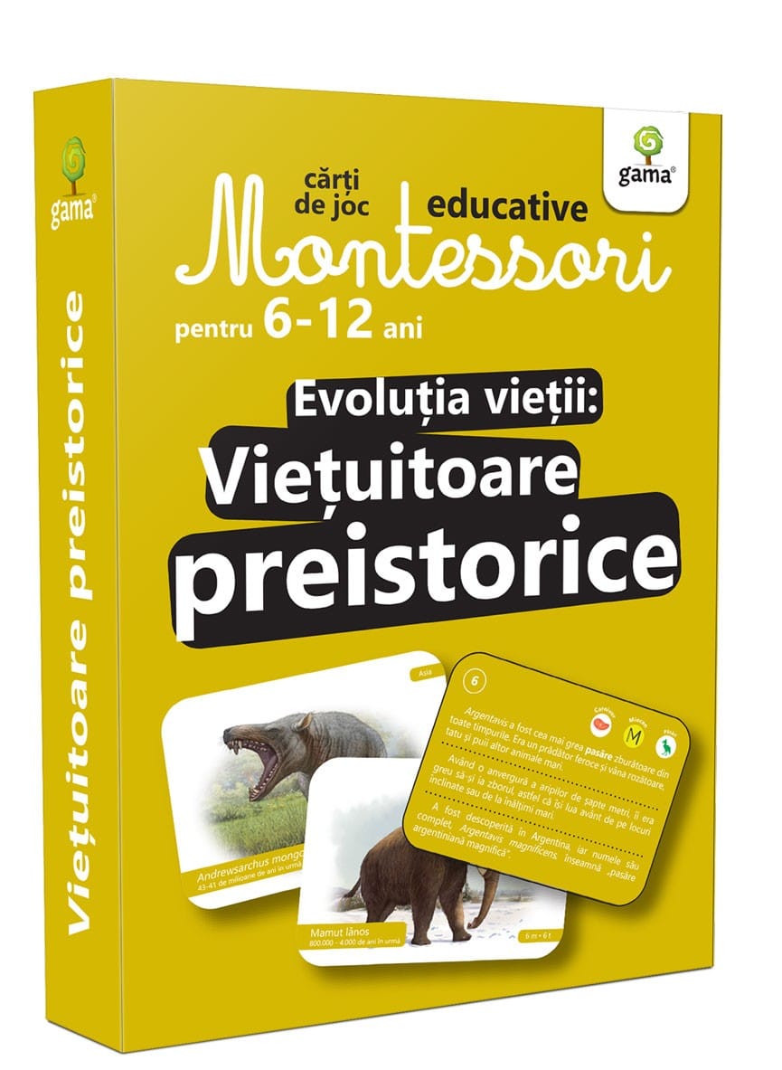 Evolutia vietii: Vietuitoare preistorice - carti de joc Montessori pentru 6 - 12 [1]