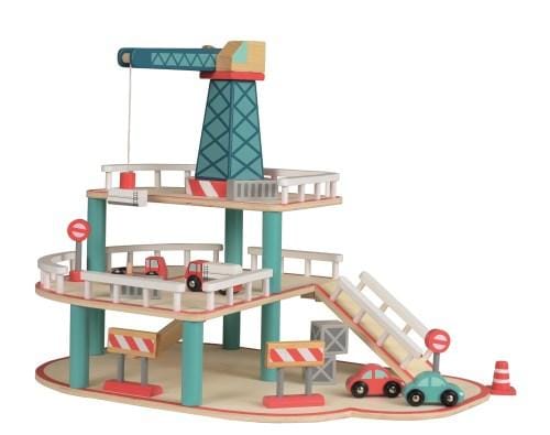 Jucarii copii 2-3 ani - Garaj din lemn cu macara si vehicule, Egmont toys, 2-3 ani +