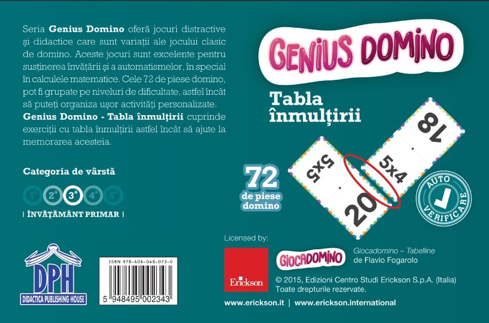 Genius domino - Tabla inmultirii, DPH, 8-9 ani + [2]