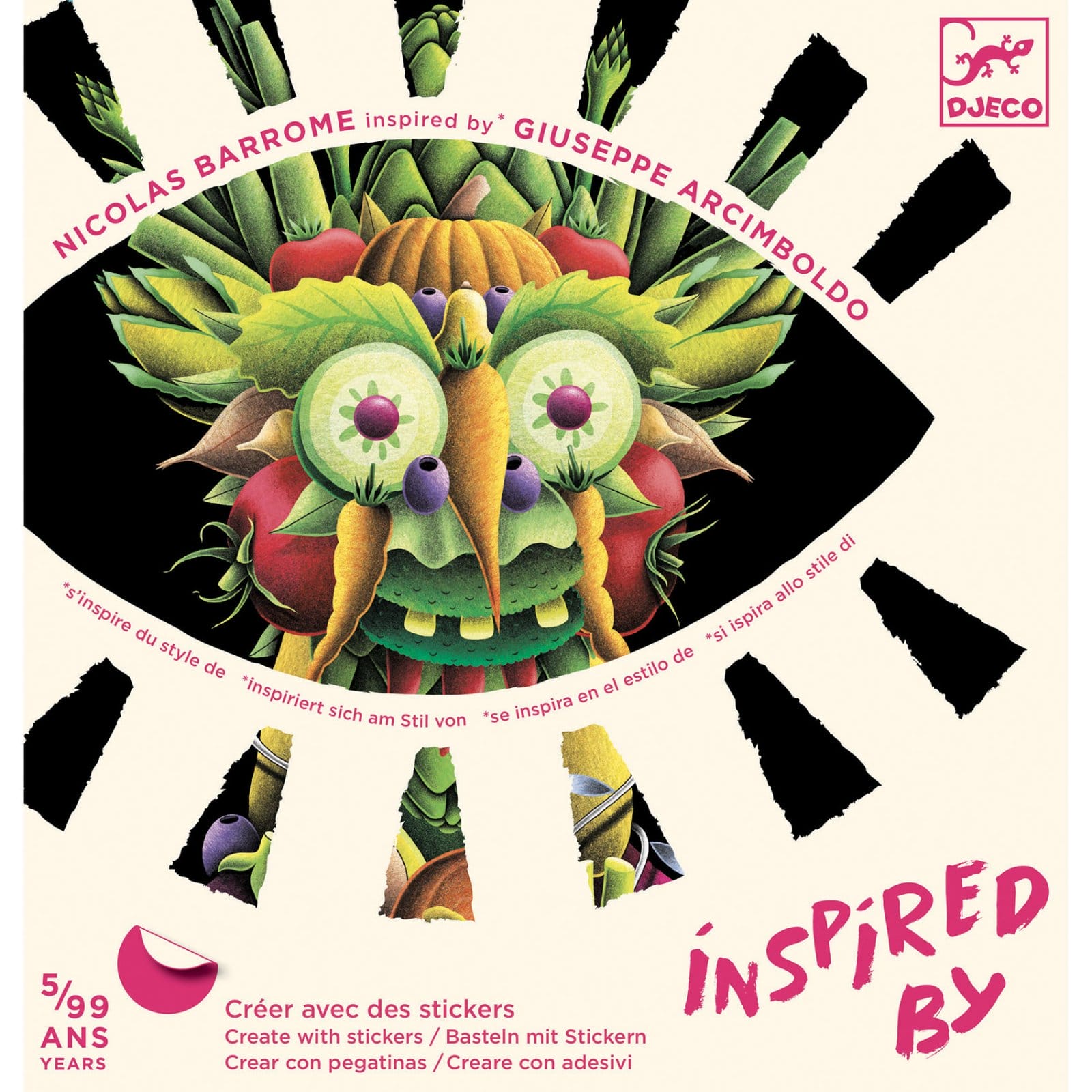 Inspired by Arcimboldo, stickere Fructe si legume, Djeco, 4-5 ani + [1]