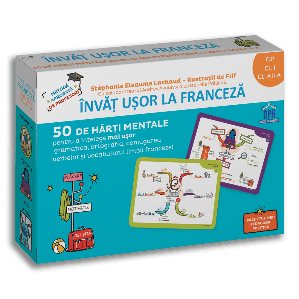 Invat usor la franceza: 50 de harti mentale - Volumul I - CP, Cls. I, a II-a, DPH, 6-7 ani + [1]