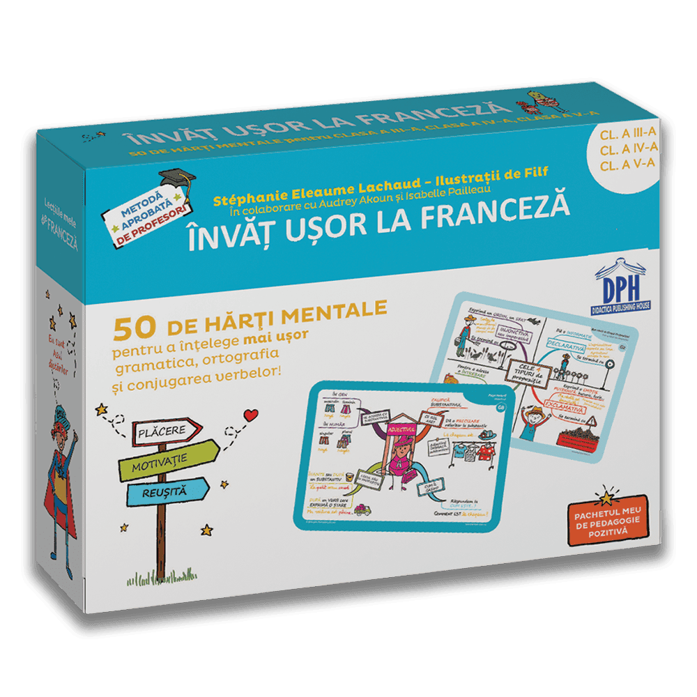 Carti invatare limbi straine - Invat usor la Franceza: 50 de harti mentale - Volumul II - Cls. a III-a, a IV-a, a V-a, DPH, 8-9 ani +