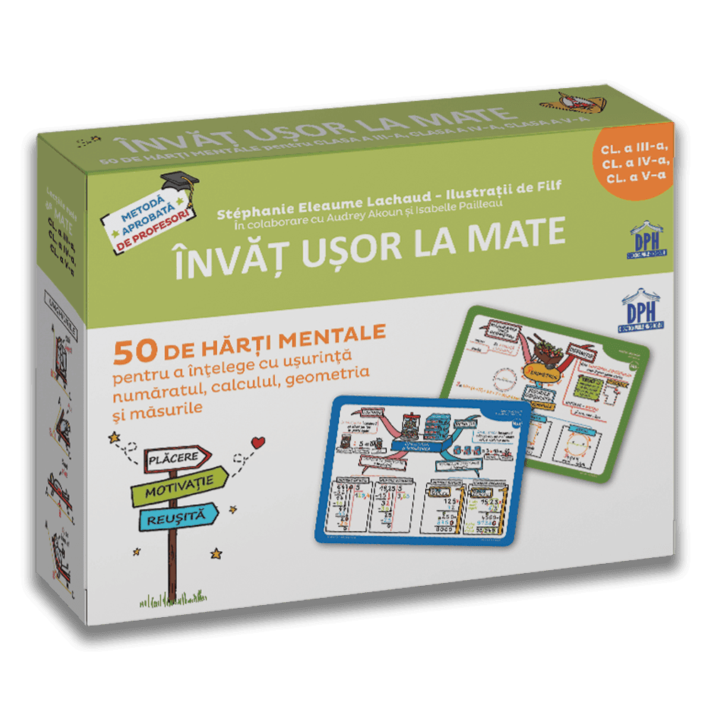 Carti educative - Invat usor la Mate: 50 de harti mentale - Volumul II - Cls. a III-a, a IV-a, a V-a, DPH, 8-9 ani +