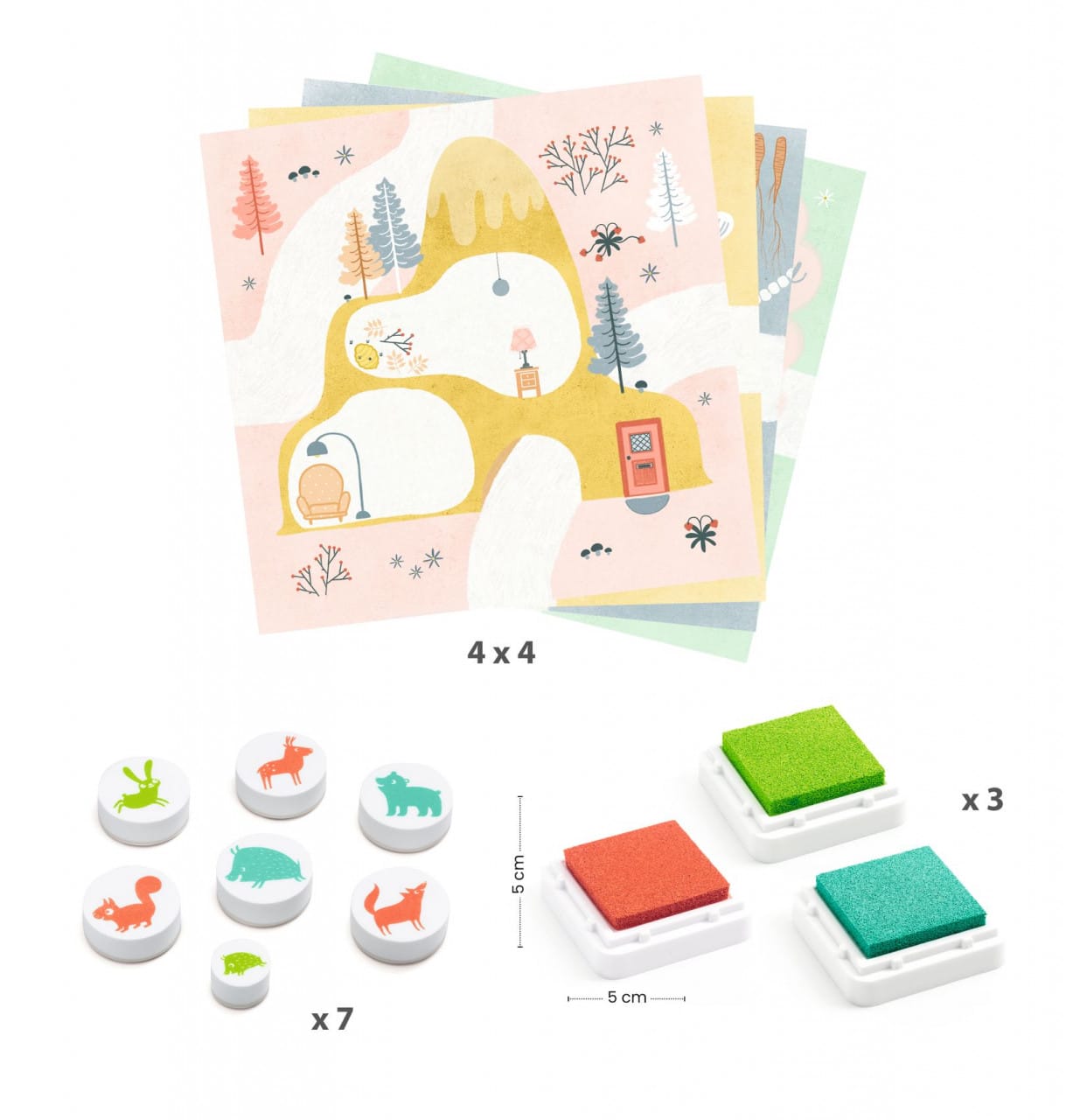 Joc creativ cu stampile Djeco, Animale din padure, 3 - 6 ani [4]