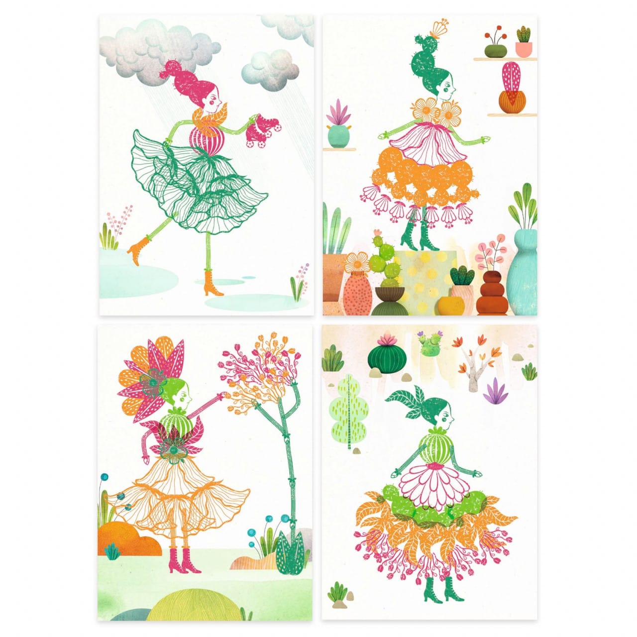 Joc creativ cu stampile Fete flori, Djeco [3]