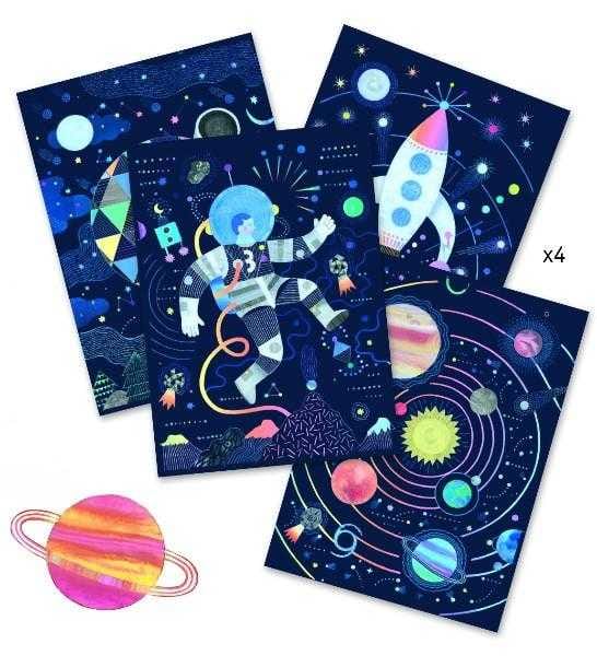 Joc creativ de razuit Cosmos, Djeco, 6-7 ani + [4]