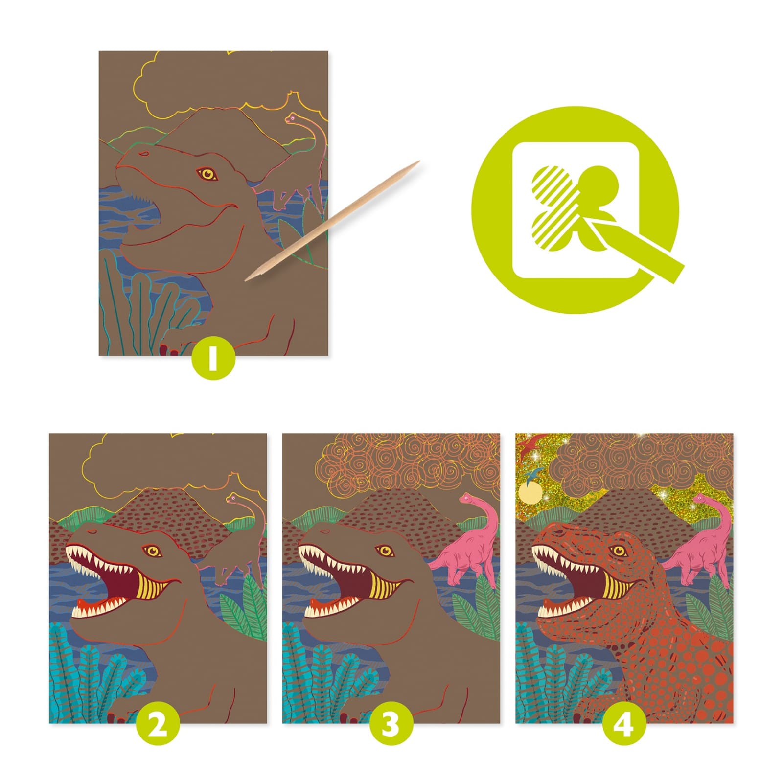 Joc creativ de razuit Dinozauri, Djeco, 6-10 ani [3]