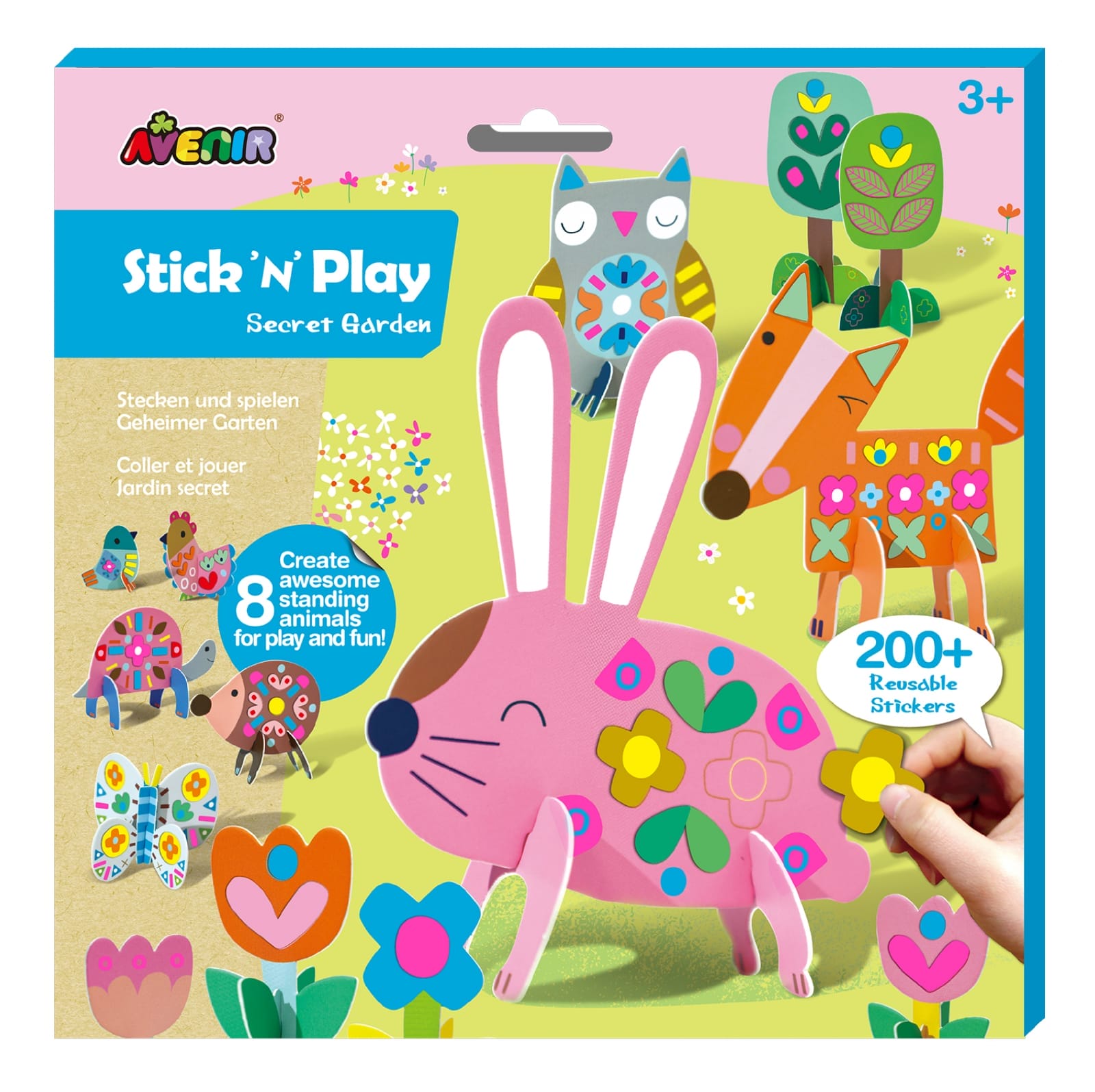 Jucarii si jocuri copii - Joc creativ Stick N Play cu scene 3D si stickere repozitionabile - Gradina Secreta, + 3 ani