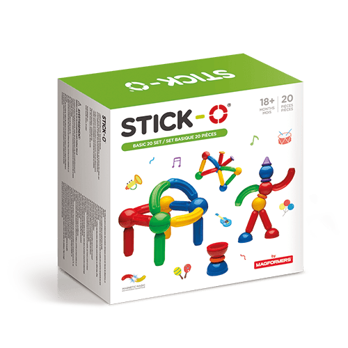 Jucarii si jocuri copii - Joc cu magneti Stick-O, Set de baza cu 20 piese, Clicstoys, 2-3 ani +
