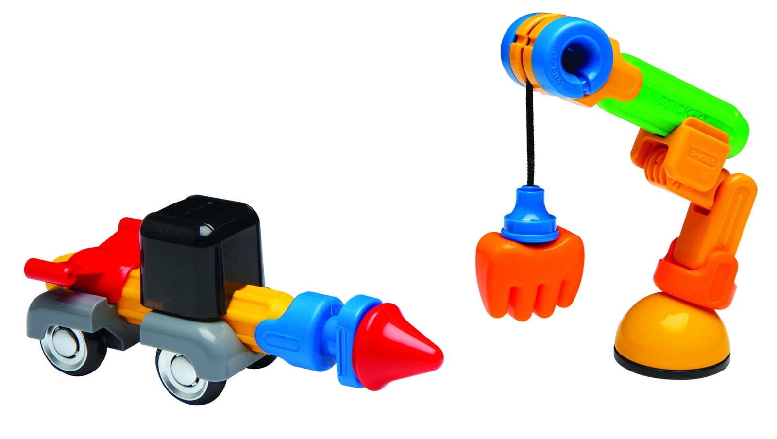 Joc cu magneti Stick-O, Set de construit vehicule, 26 piese, Clicstoys, 2-3 ani + [5]