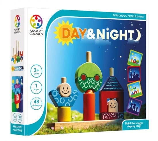Jucarii copii 2-3 ani - Smart Games - Day & Night, joc de logica cu 48 de provocari, 2+ ani