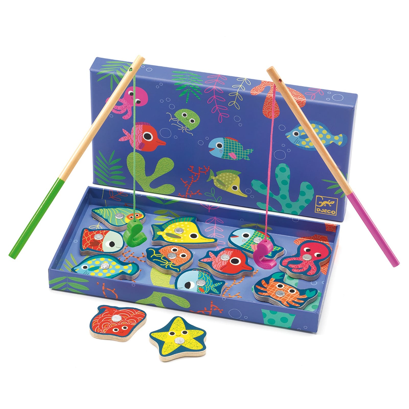 Jocuri cu magneti - Joc de pescuit magnetic pesti colorati Djeco, 1-2 ani +