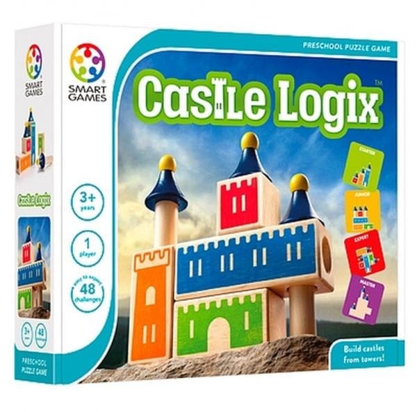 Cuburi din lemn - Smart Games - Castle Logix, joc de logica cu 48 de provocari, 3+ ani