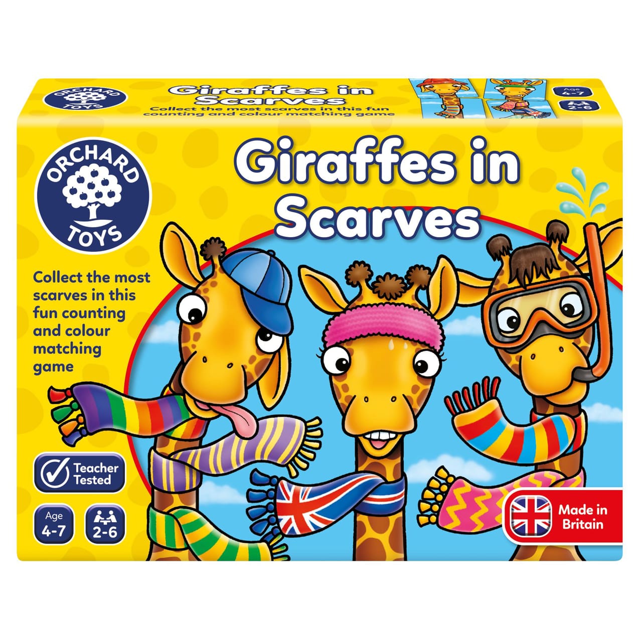 Jocuri inteligenta si memorie - Joc educativ Girafe cu Fular GIRAFFES IN SCARVES, Orchard Toys, 4-5 ani +