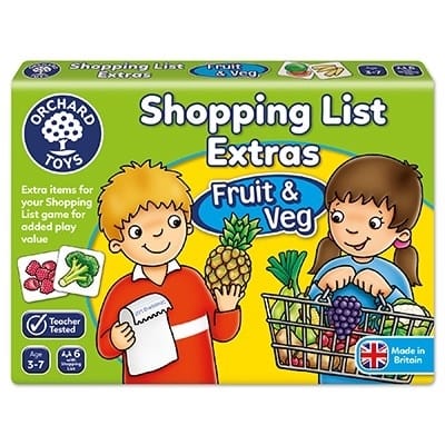 Jocuri inteligenta si memorie - Joc educativ in limba engleza Lista de cumparaturi Fructe si legume, Orchard Toys, 2-3 ani +