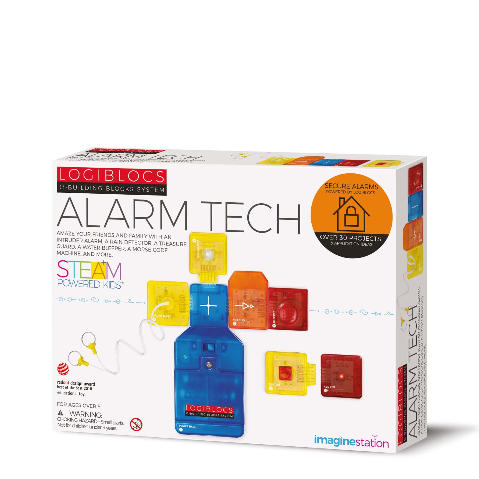 Jucarii copii 6-7 ani - Joc electronic Logiblocs - set Alarm Tech, Imagine Station, 6-7 ani +