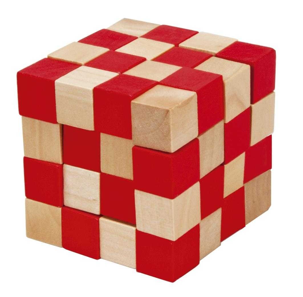 Puzzle din lemn - Joc logic IQ din lemn Anaconda, Rosu, Fridolin, 8-9 ani +