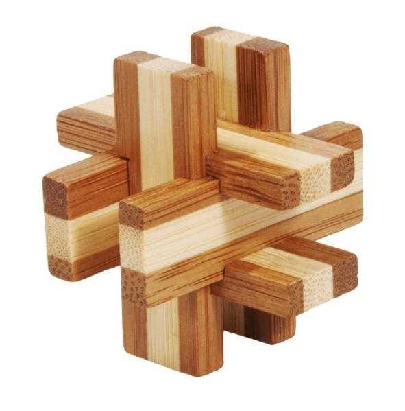 Puzzle din lemn - Joc logic IQ din lemn bambus in cutie metalica-6, Fridolin, 8-9 ani +