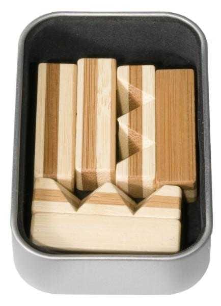 Joc logic IQ din lemn bambus Knot, cutie metal, Fridolin, 8-9 ani + [2]