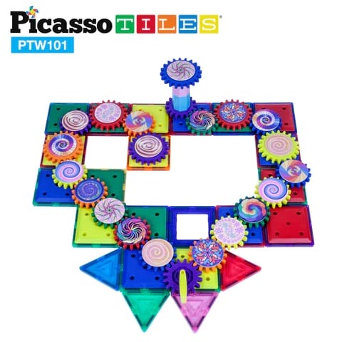 Picasso Tiles, 101 Piese Magnetice, Roti Dințate Iluzii Optice, +3 ani [3]