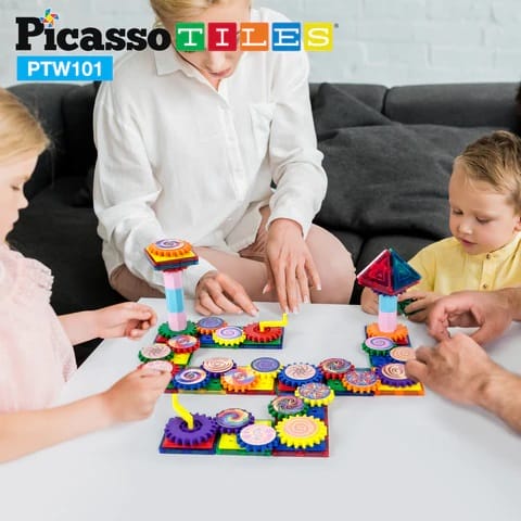 Picasso Tiles, 101 Piese Magnetice, Roti Dințate Iluzii Optice, +3 ani [2]