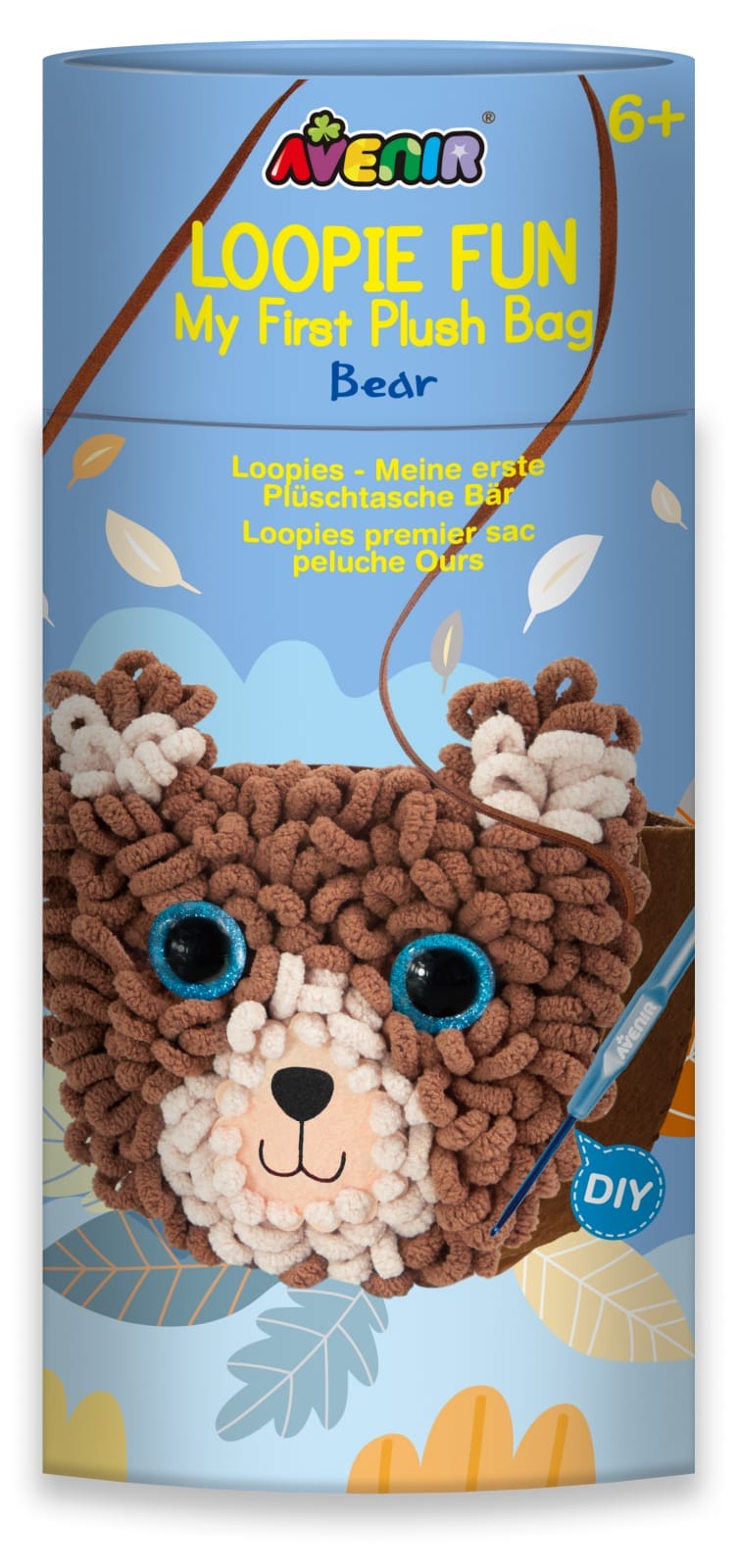 Jucarii si jocuri copii - Kit DIY Loopie Fun -  Prima mea geanta de plus bucle, Ursulet, + 6 ani