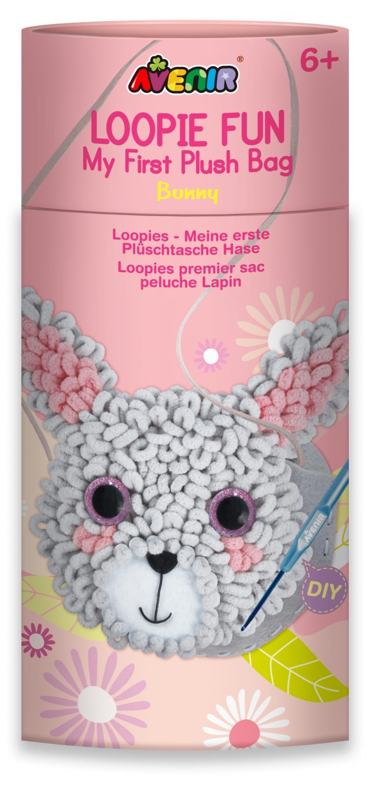 Jucarii si jocuri copii - Kit DIY Loopie Fun -  Prima mea geanta de plus bucle, Iepuras, + 6 ani