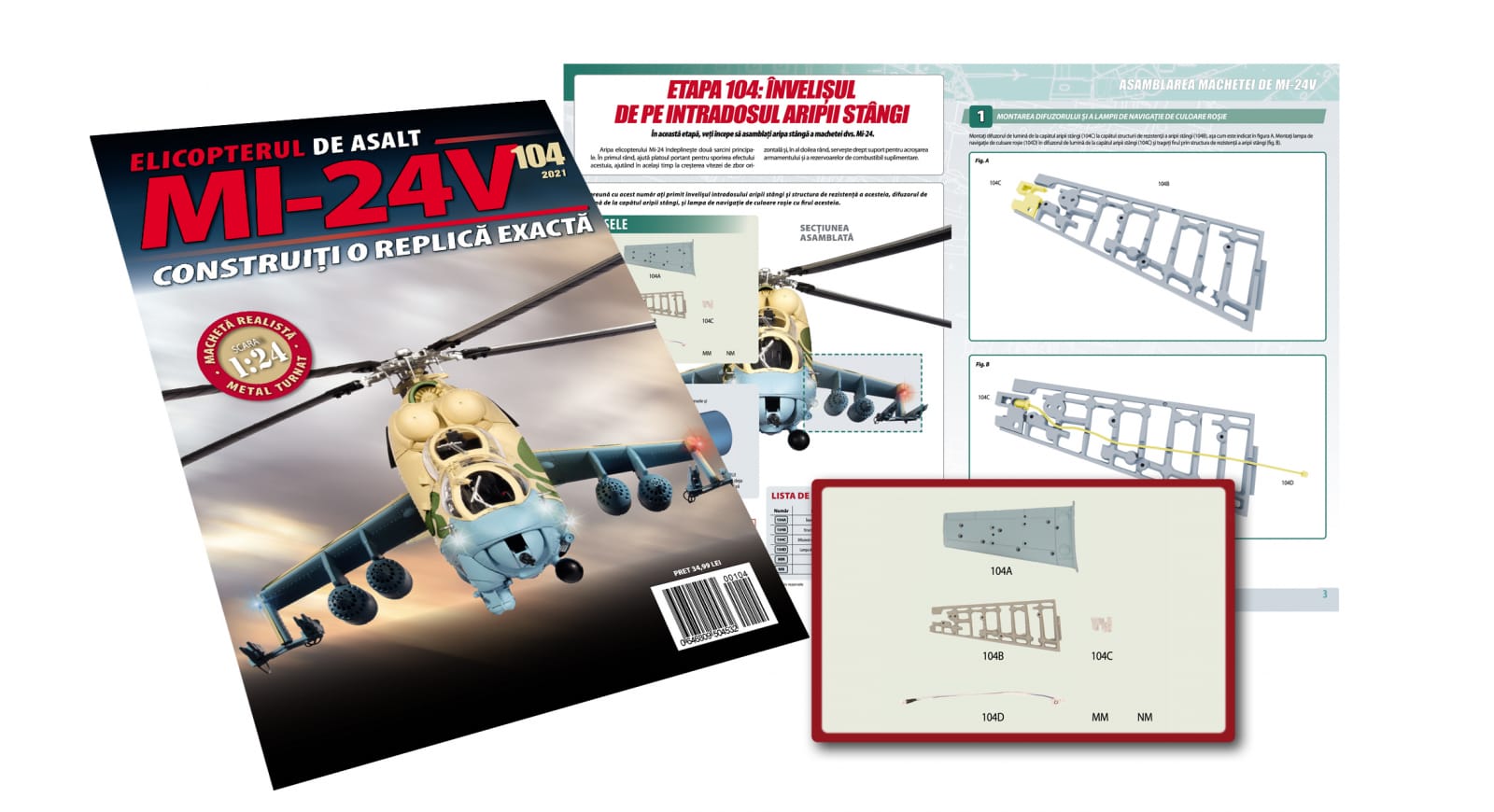 Jucarii copii 14+ ani - Macheta Elicopterului de asalt MI-24V Nr.104, Eaglemoss, 12 ani +