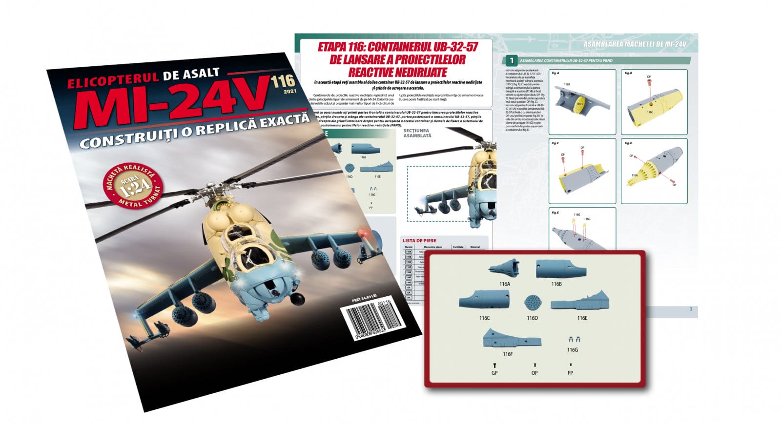 Macheta Elicopterului MI-24V - Macheta Elicopterului de asalt MI-24V Nr.116, Eaglemoss, 12 ani +