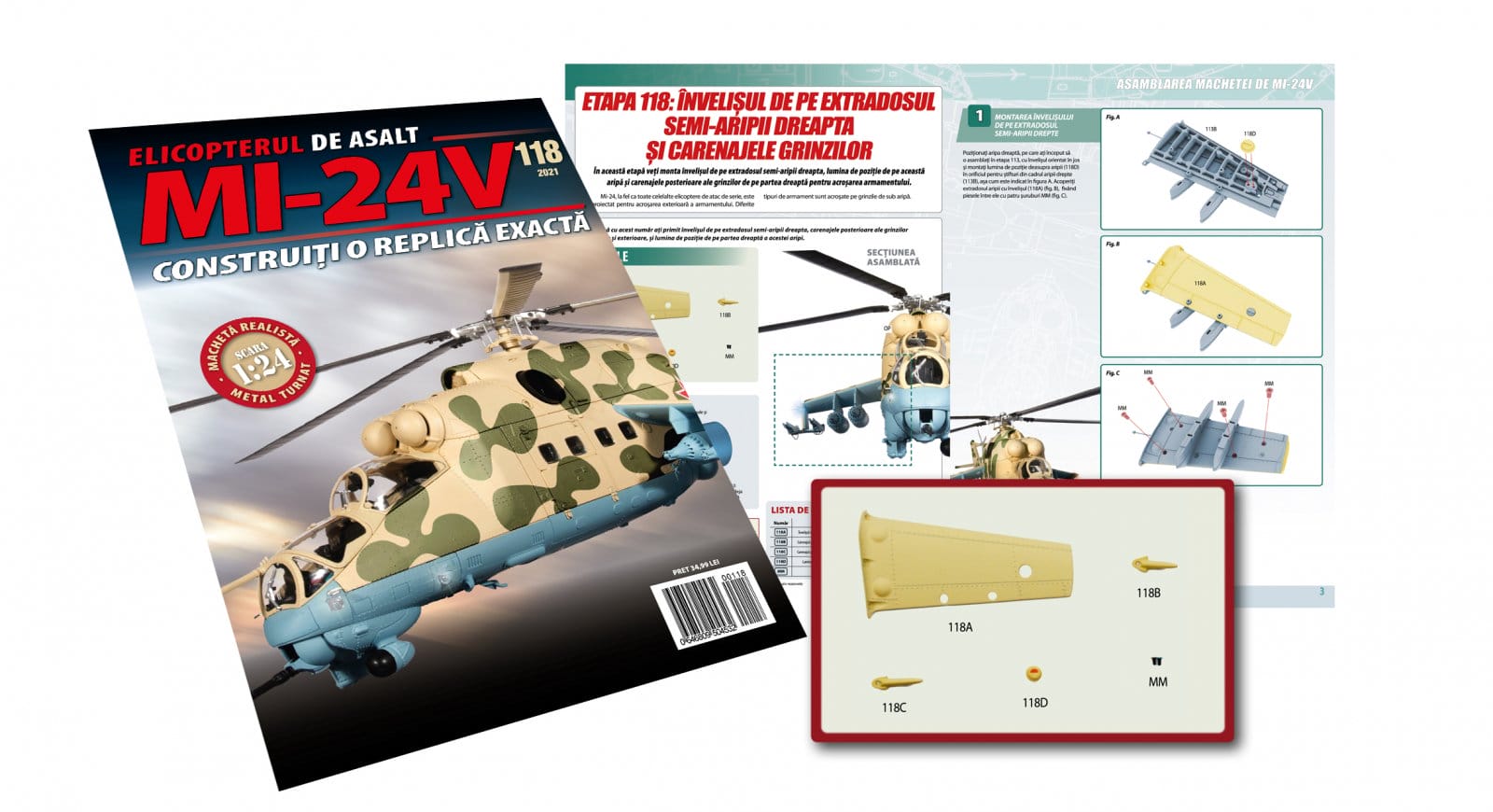 Macheta Elicopterului MI-24V - Macheta Elicopterului de asalt MI-24V Nr.118, Eaglemoss, 12 ani +