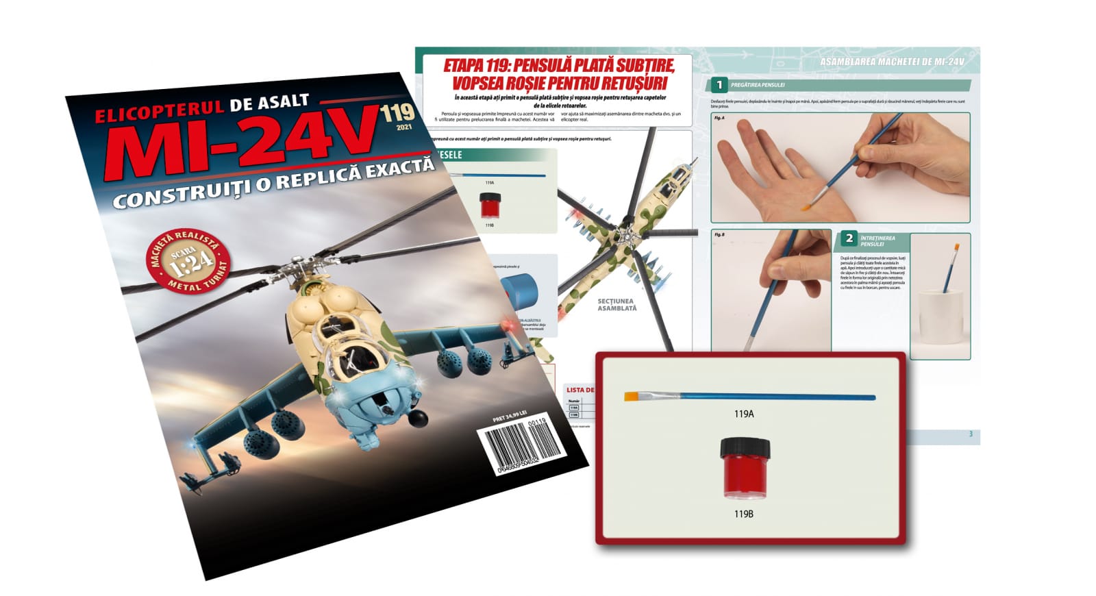 Macheta Elicopterului MI-24V - Macheta Elicopterului de asalt MI-24V Nr.119, Eaglemoss, 12 ani +