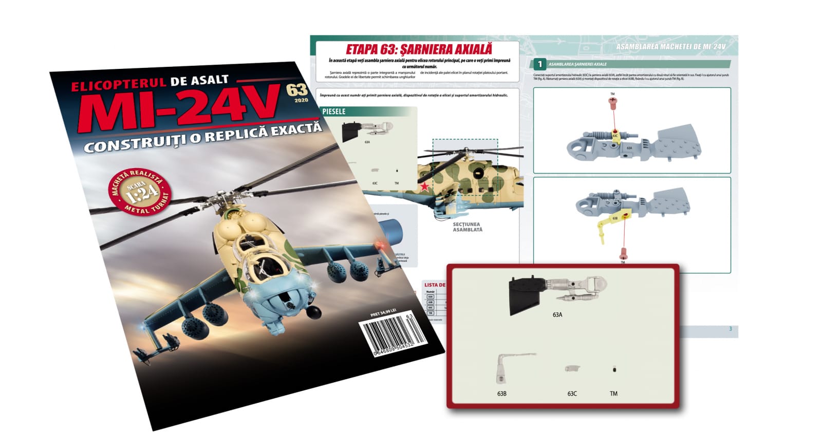 Jucarii copii 12+ ani - Macheta Elicopterului de asalt MI-24V Nr.63, Eaglemoss, 12 ani +