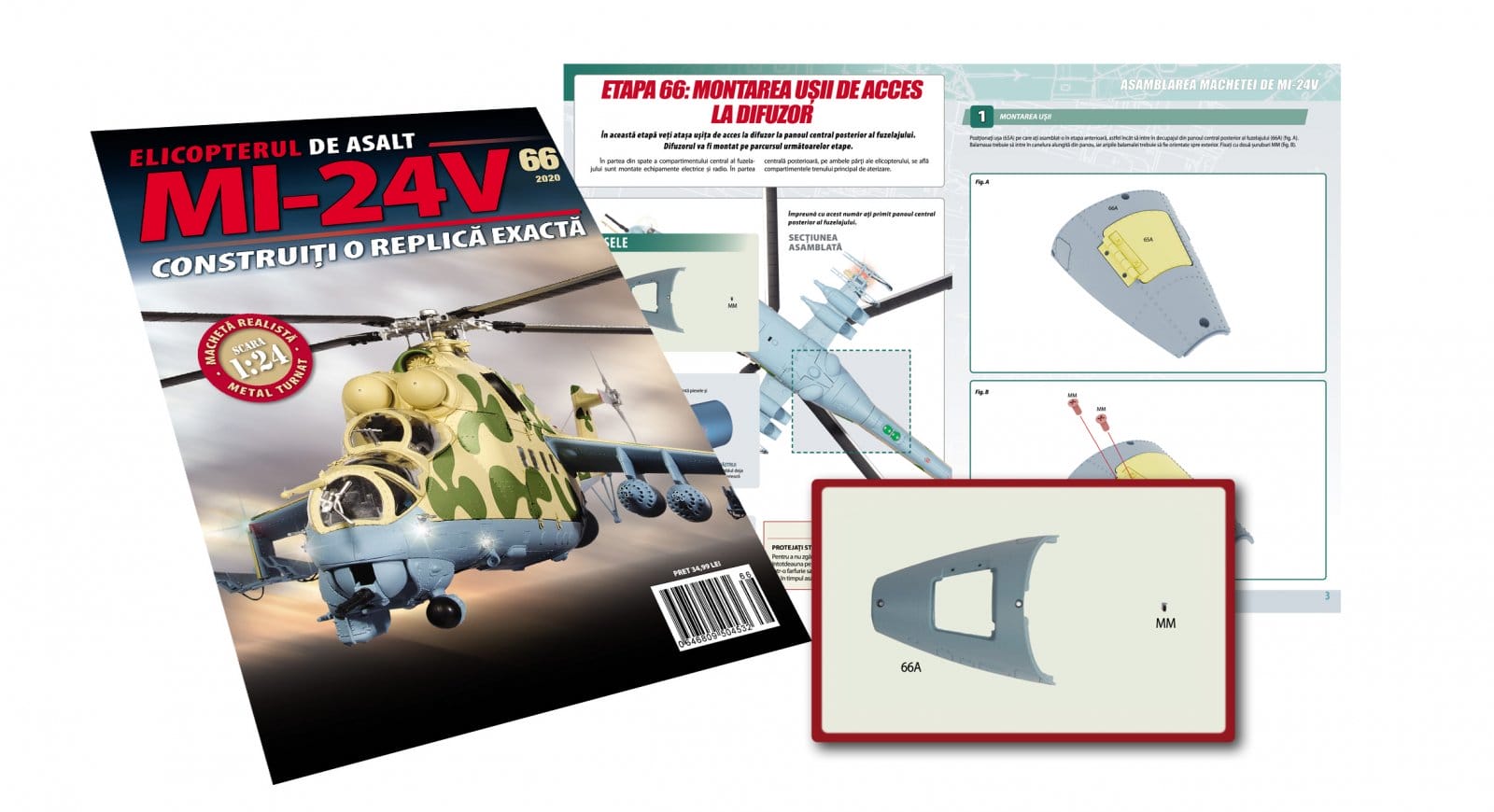 Jucarii copii 12+ ani - Macheta Elicopterului de asalt MI-24V Nr.66, Eaglemoss, 12 ani +