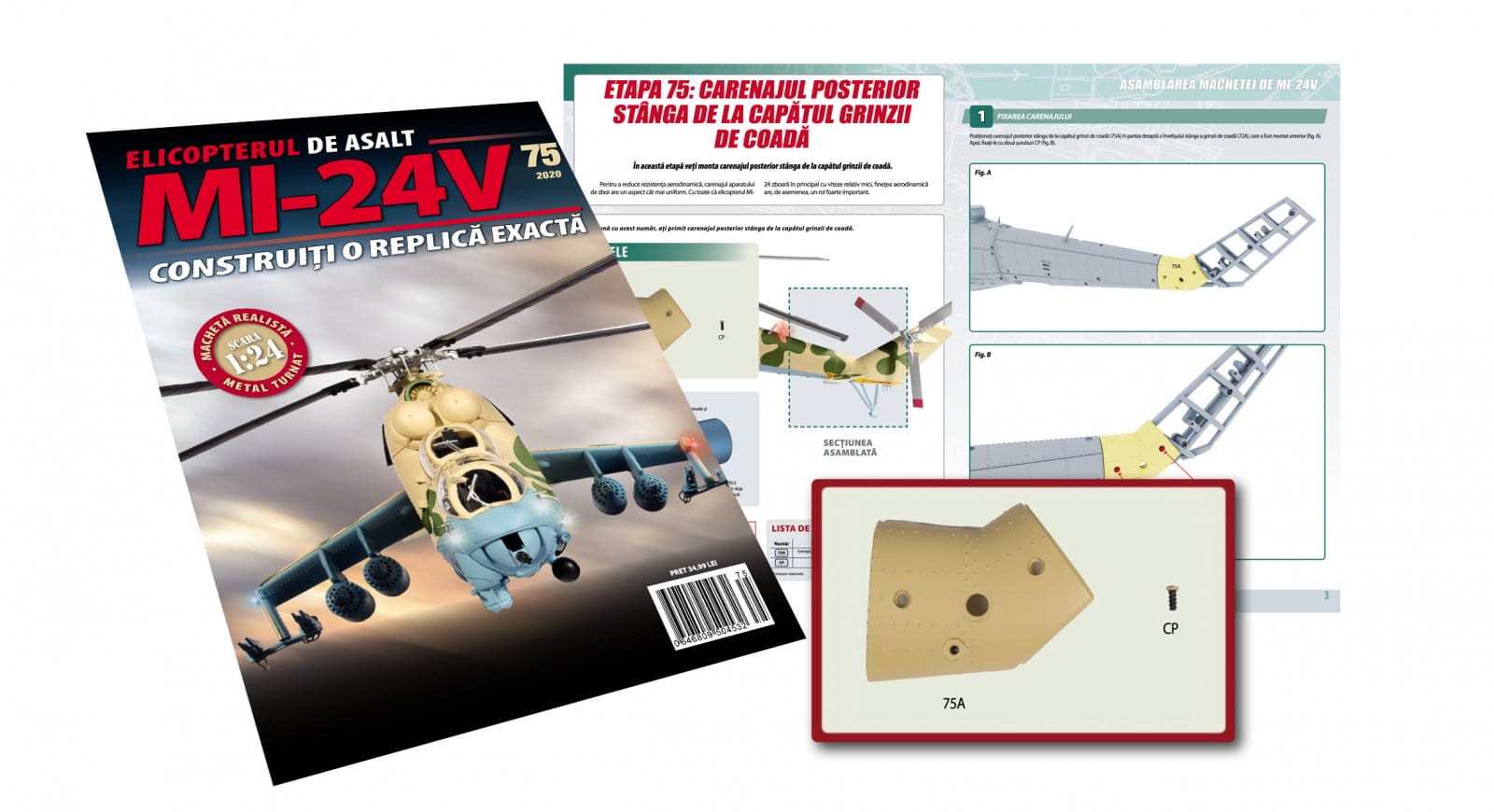 Articole pentru colectionari - Macheta Elicopterului de asalt MI-24V Nr.75, Eaglemoss, 12 ani +