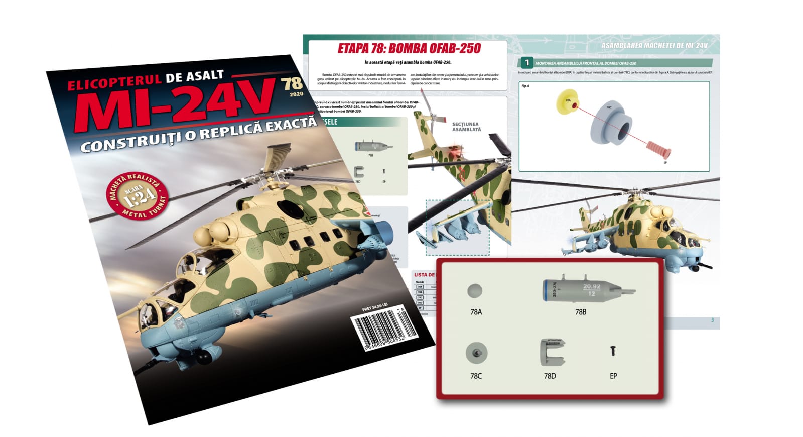 Articole pentru colectionari - Macheta Elicopterului de asalt MI-24V Nr.78, Eaglemoss, 12 ani +